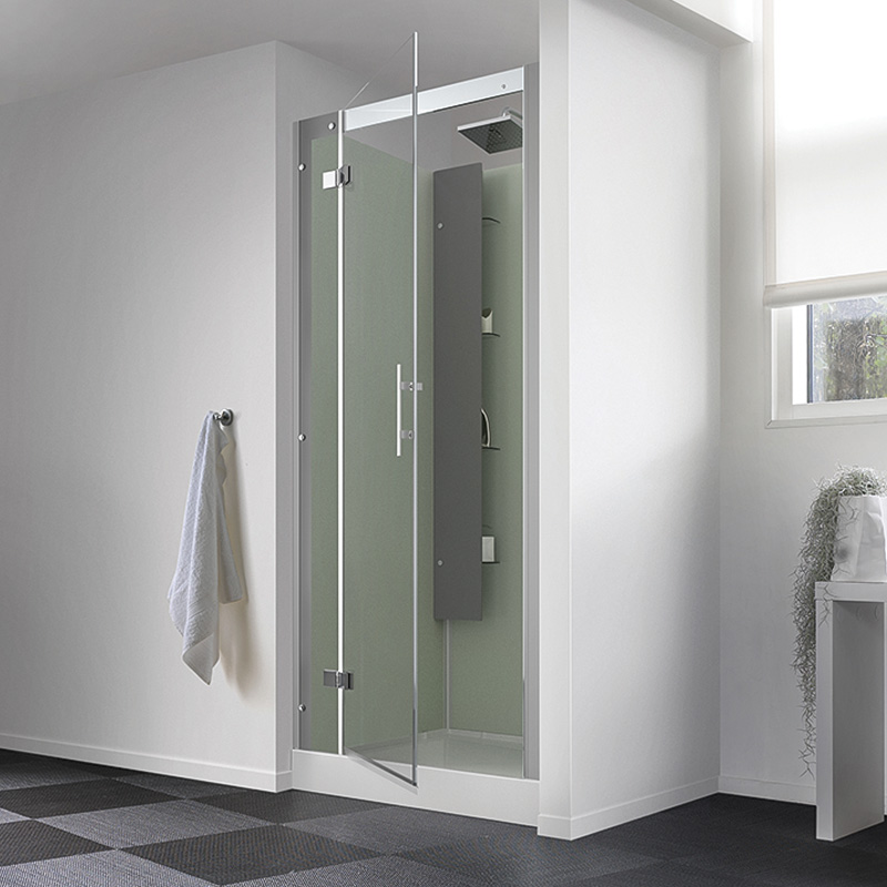 Horizon square cubicle with pivot doors in a recess