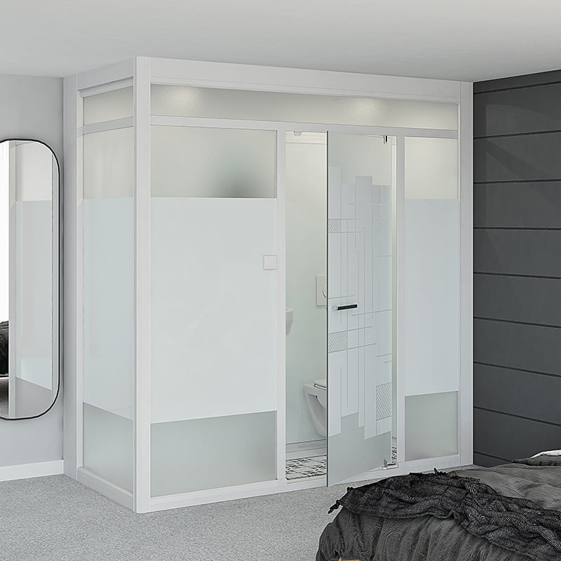 Modulo XL Corner - Shower Left - Profile White - Glass White