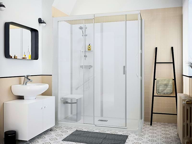 The Kinemagic serenity shower cubicle installed in a new bathroom.